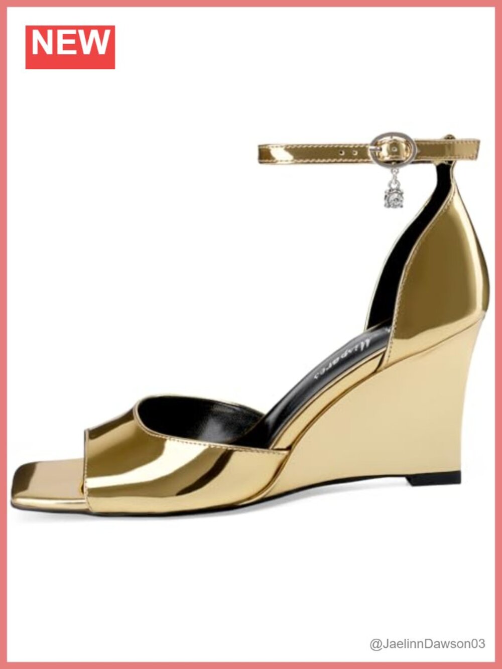 Women's Square Toe Wedge Sandals Ankle Strap 3.5 Inch Dress Heels Padded